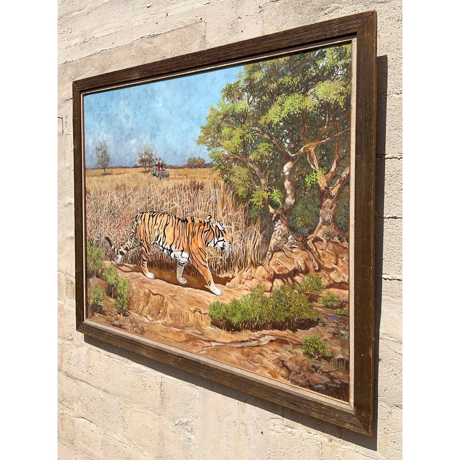 Vintage Boho Monumental Original Oil Painting on Canvas - Top view