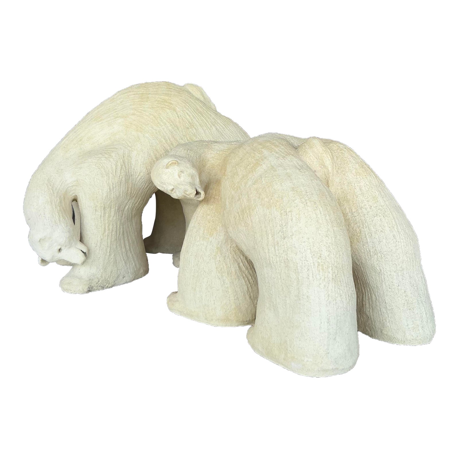Vintage Boho Monumental Original Studio Pottery Polar Bears - A Pair - Detail view