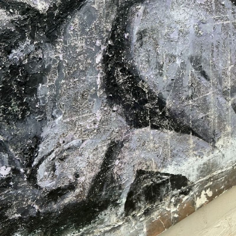 Vintage Boho Monumental Original Textured Abstract Painting on Canvas - Back view