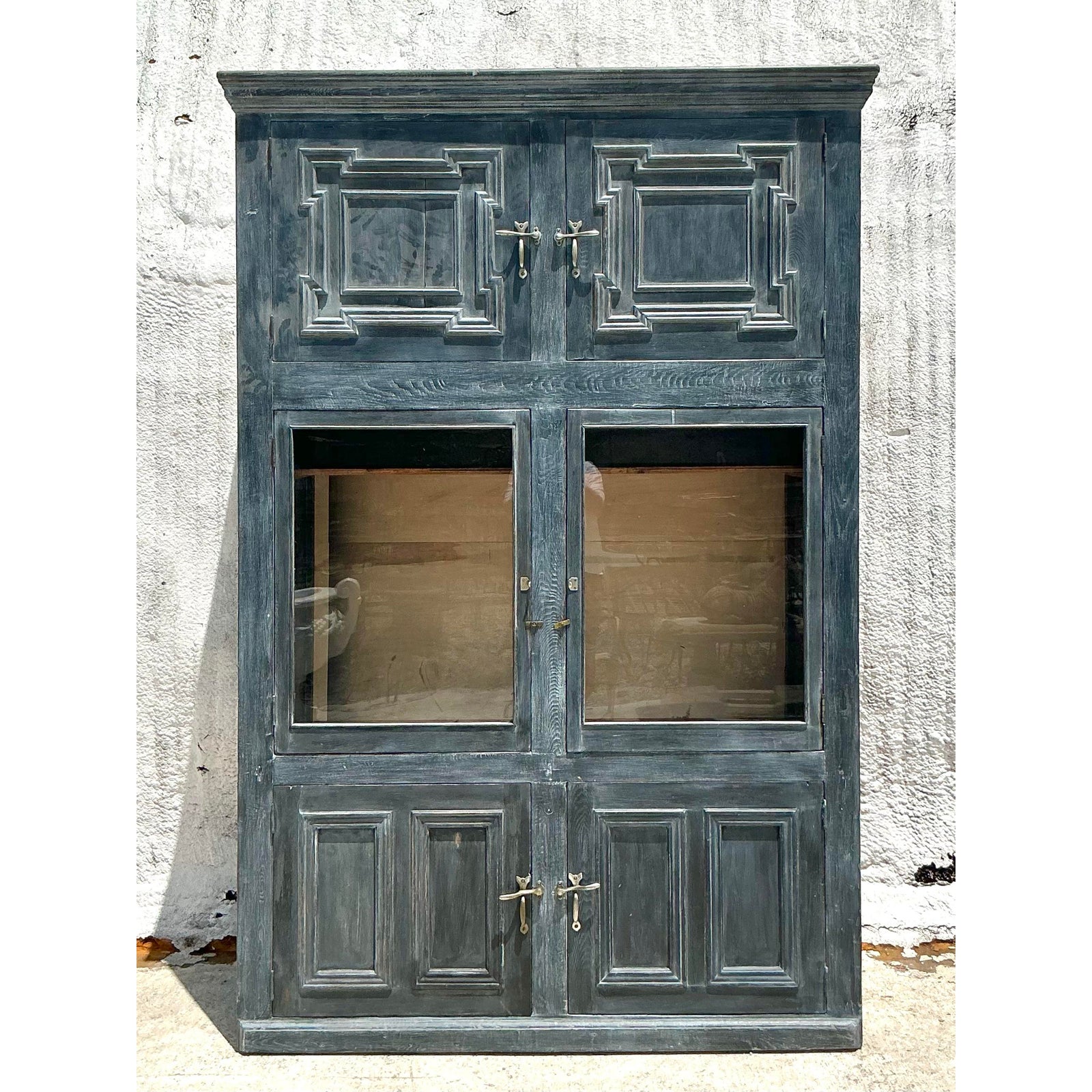 Vintage Boho Monumental Primitive Millwork Storage Cabinet - Side view