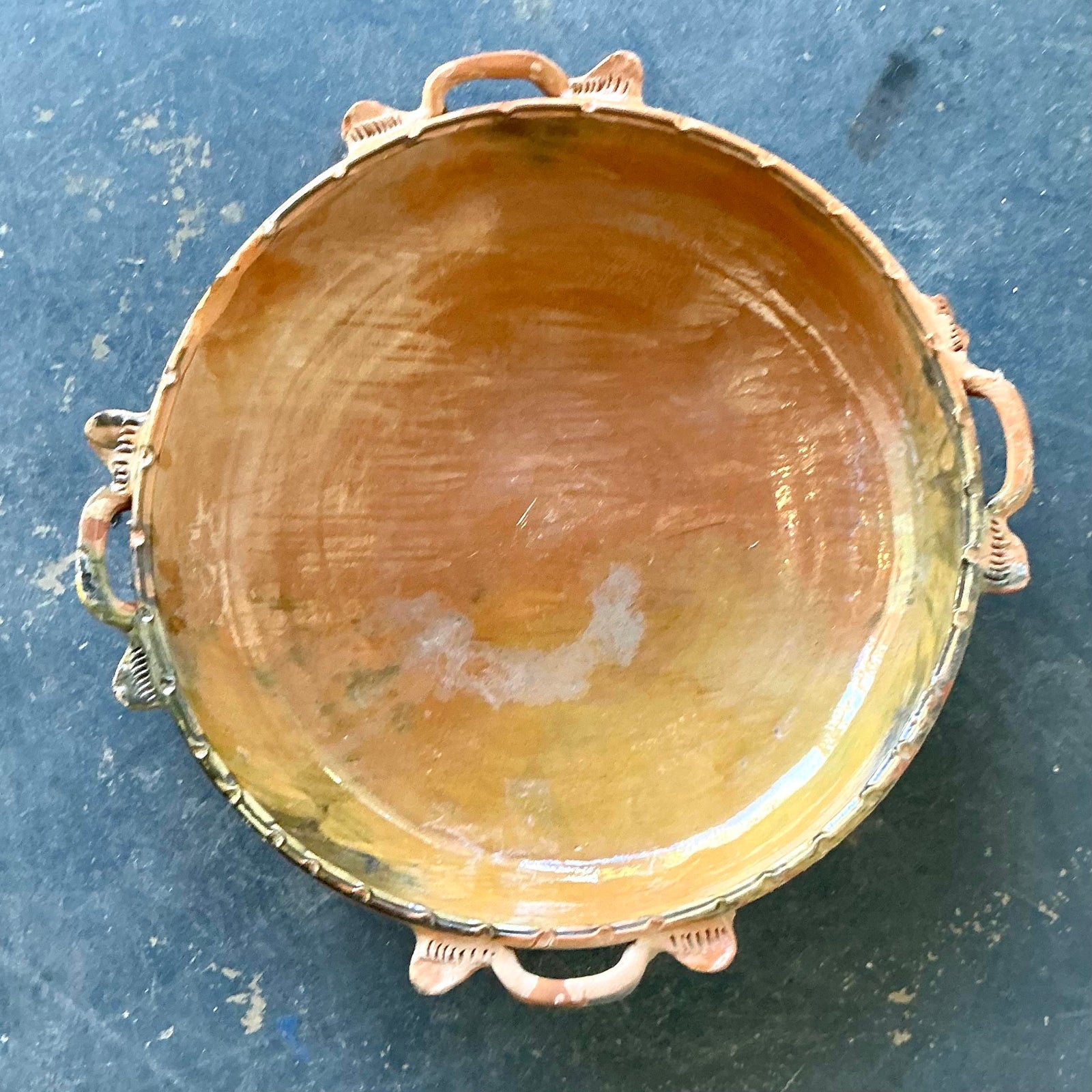 Vintage Boho Monumental Terracotta Bowl - Detail view