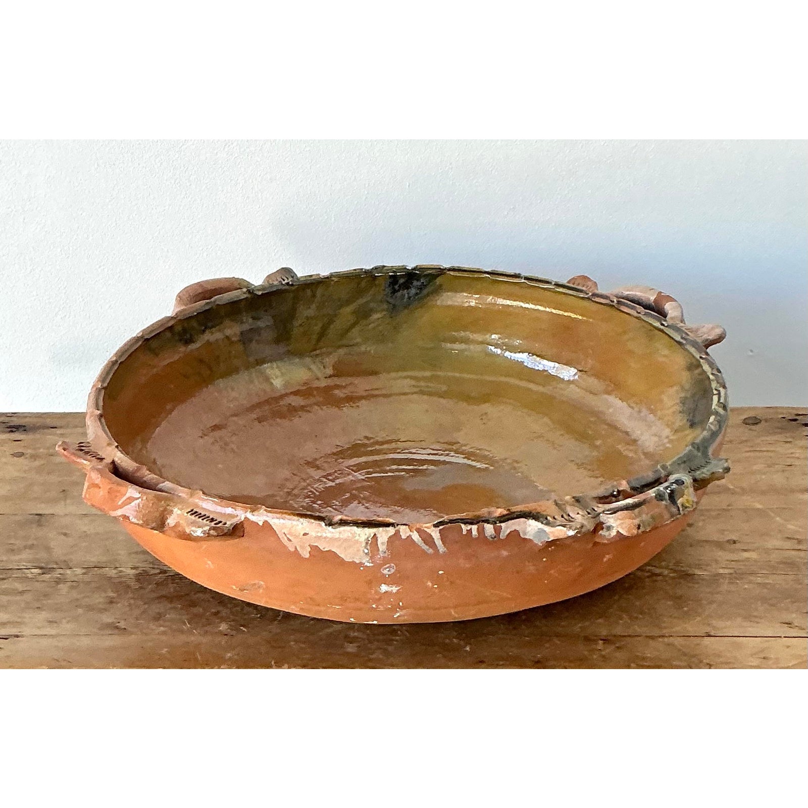 Vintage Boho Monumental Terracotta Bowl - Top view