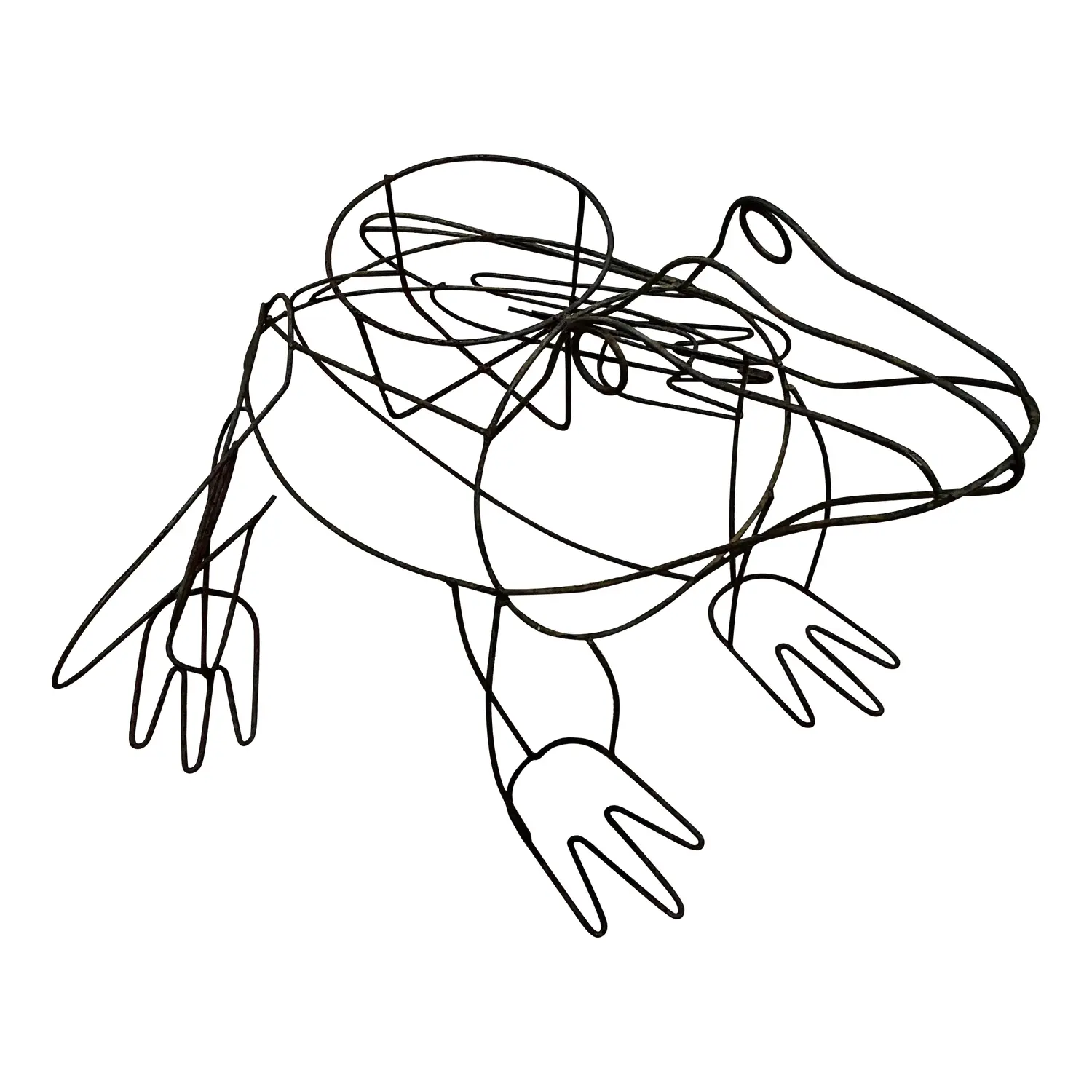 Vintage Boho Monumental Wire Frog Plant Holder