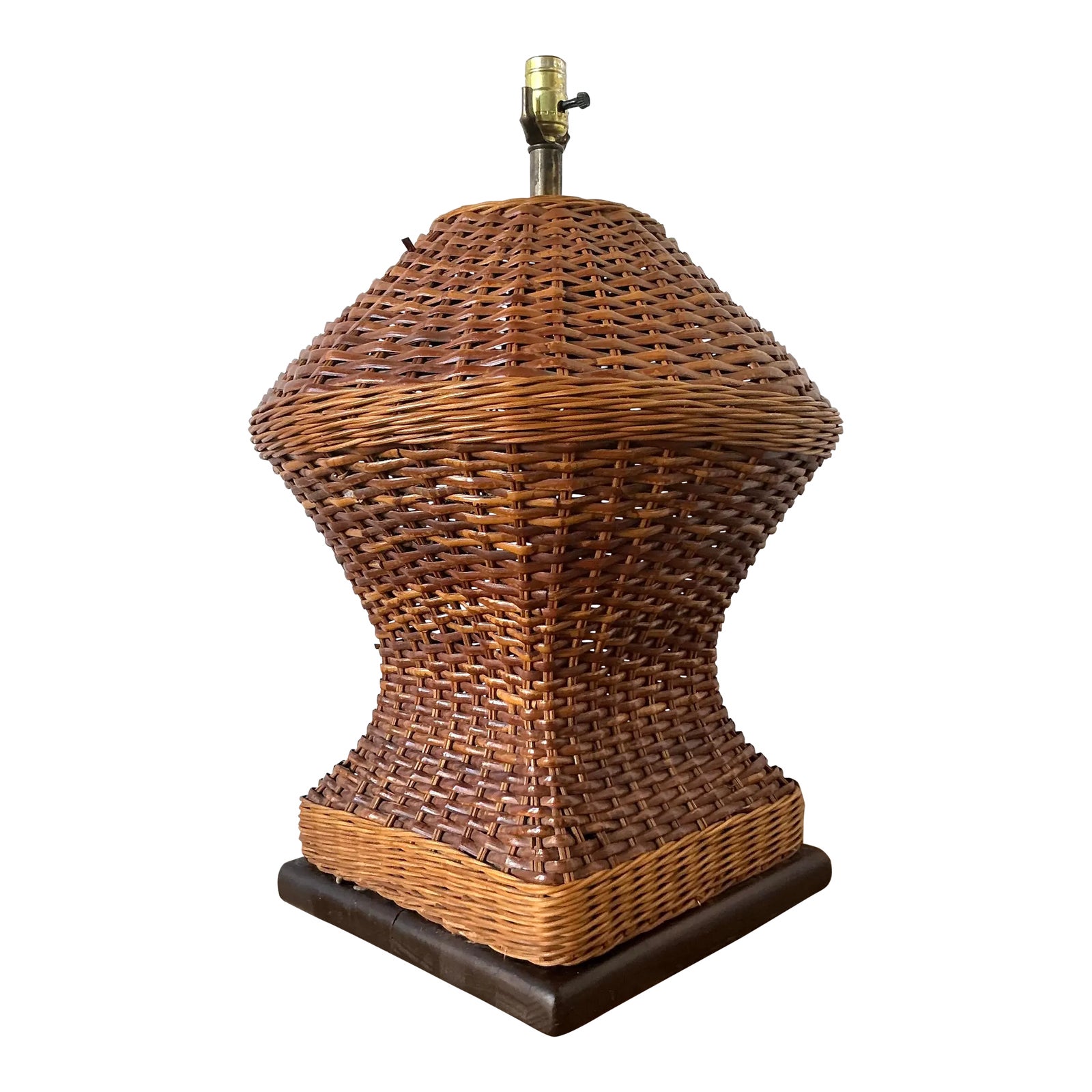Vintage Boho Monumental Woven Rattan Lamp