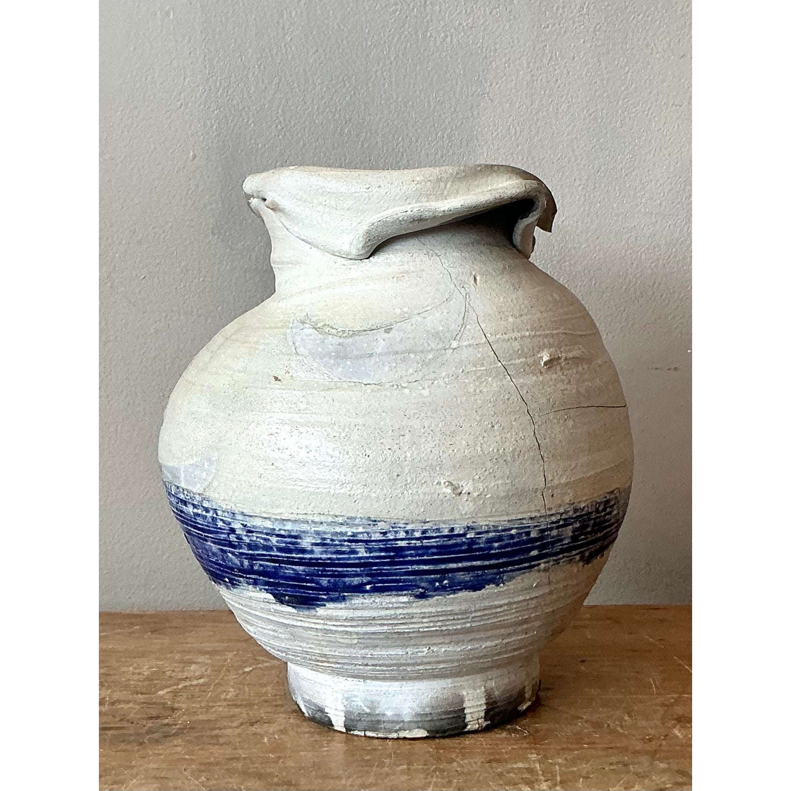 Vintage Boho Moonlight Studio Pottery Vase - Top view