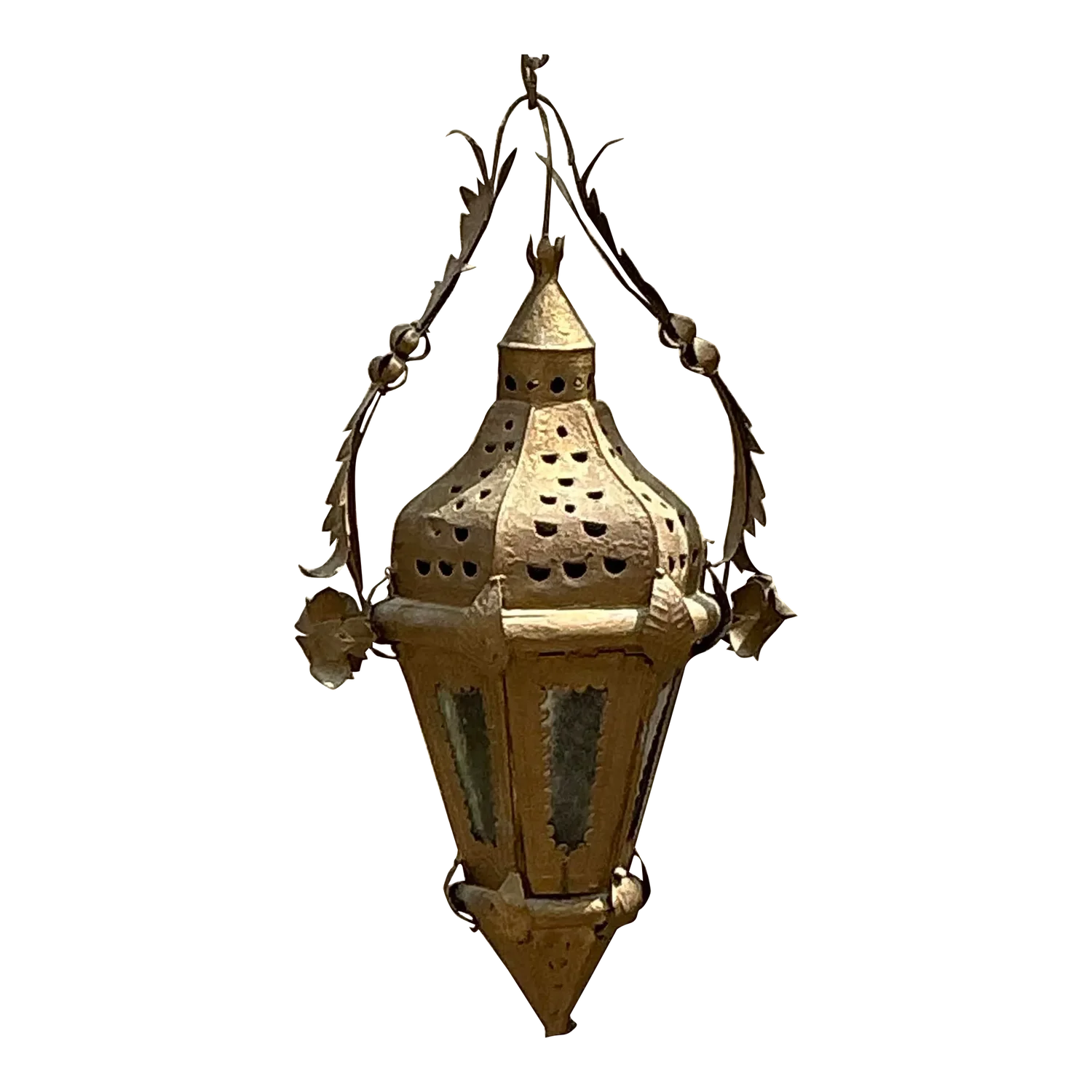 Vintage Boho Moorish Lantern After Addison Mizner - Detail view