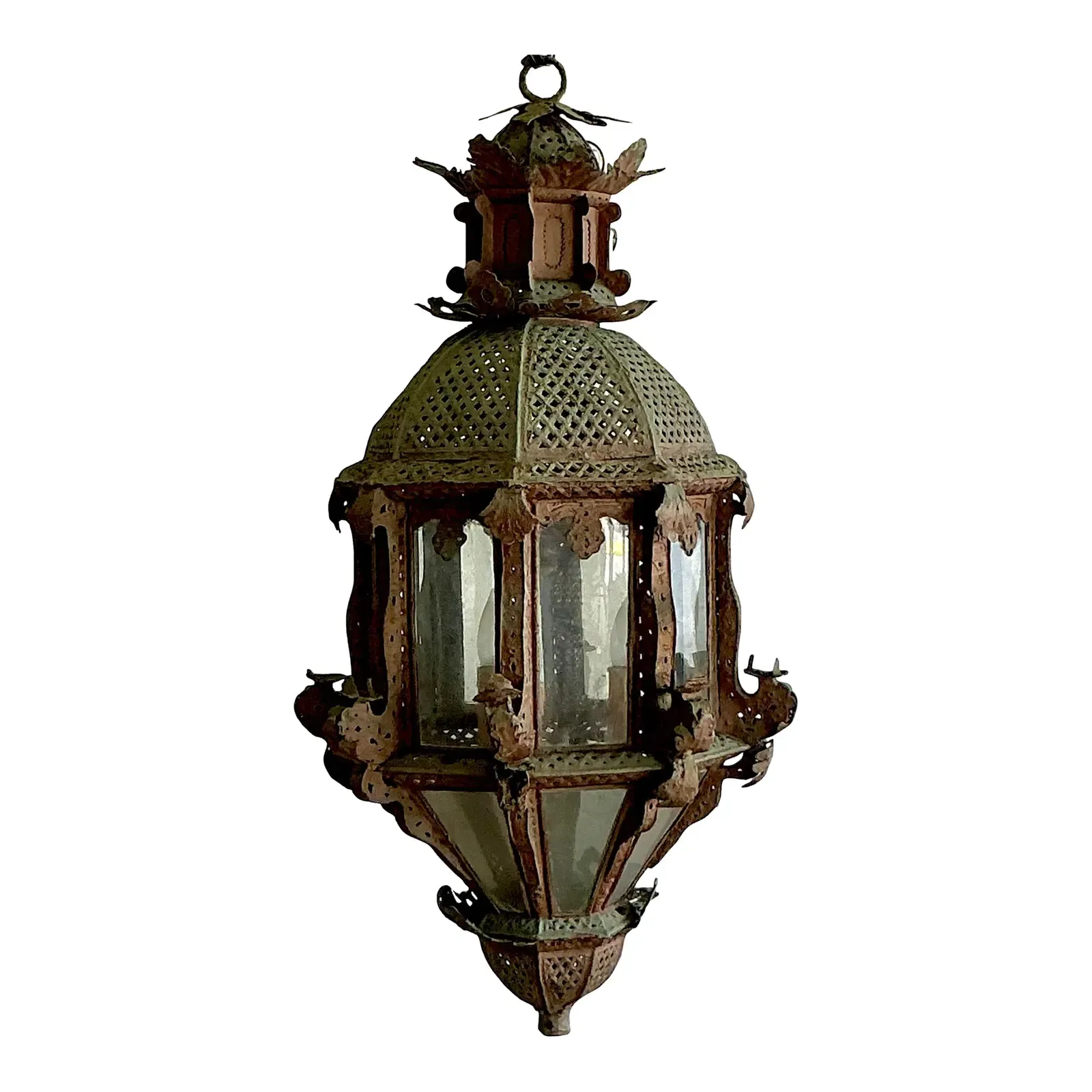 Vintage Boho Moroccan Patinated Lantern - Detail view