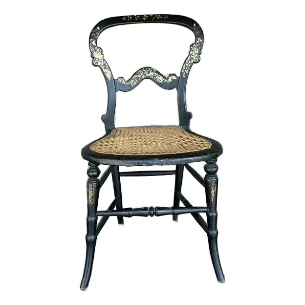 Vintage Boho Mother of Pearl Inlay Papier Mache Chair