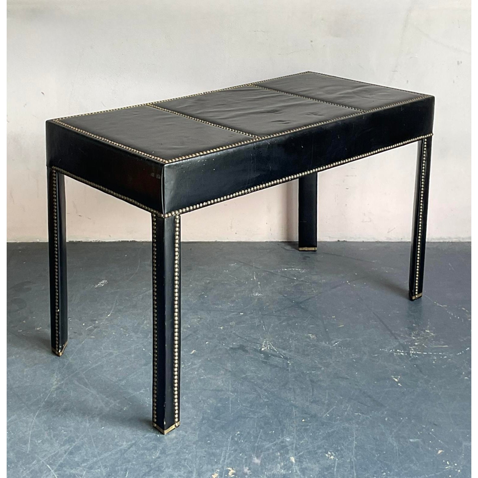 Vintage Boho Nailhead Leather Desk - Detail view