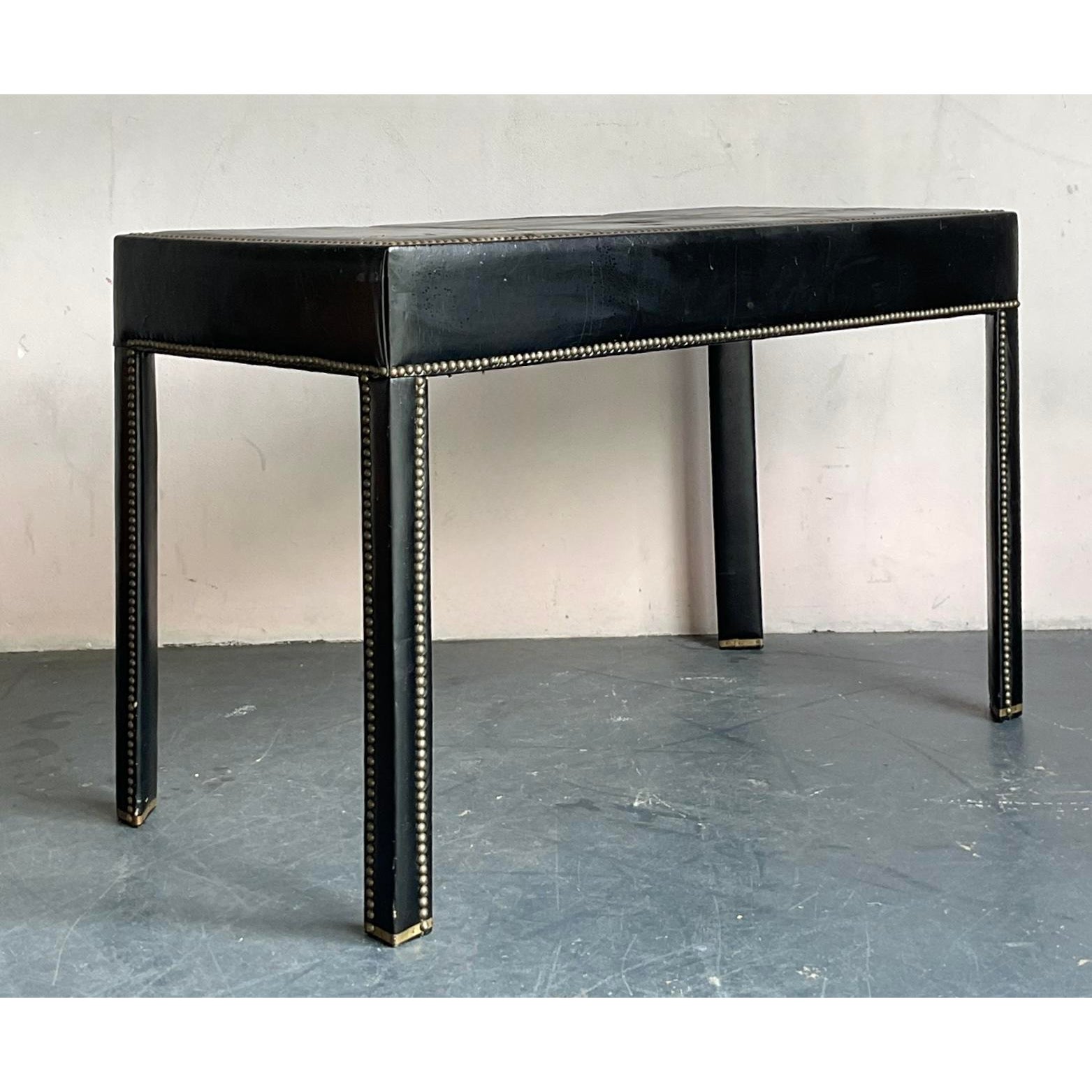 Vintage Boho Nailhead Leather Desk - Top view
