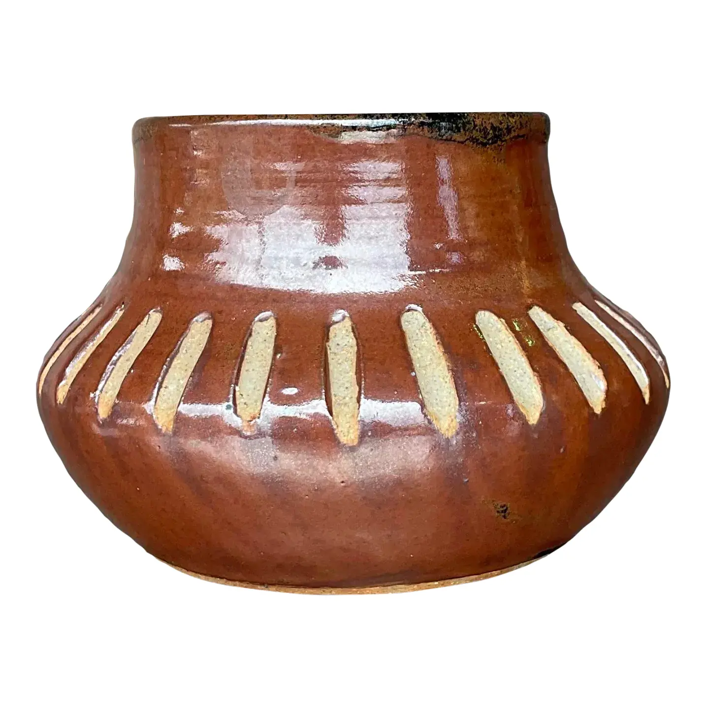 Vintage Boho Notched Studio Pottery Vase