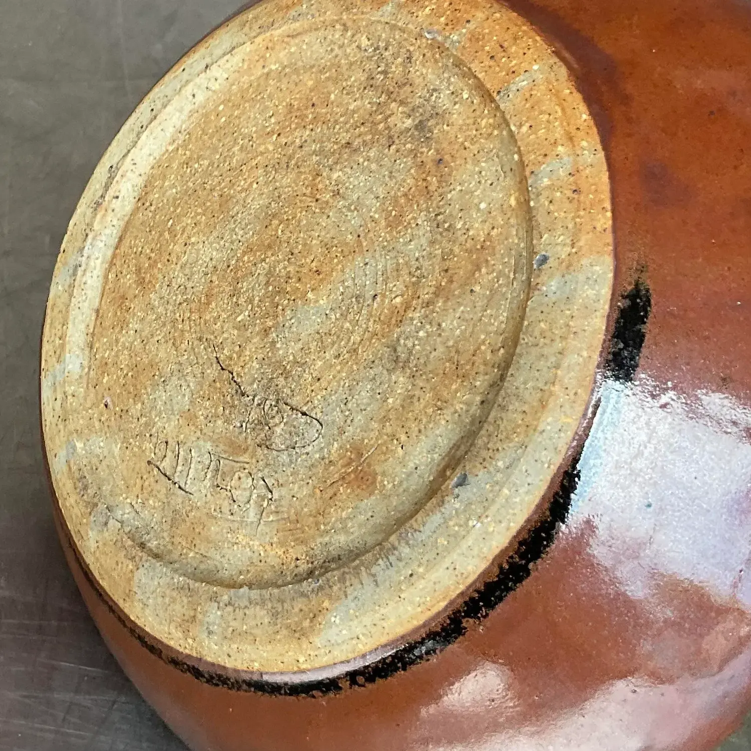 Vintage Boho Notched Studio Pottery Vase - Top view