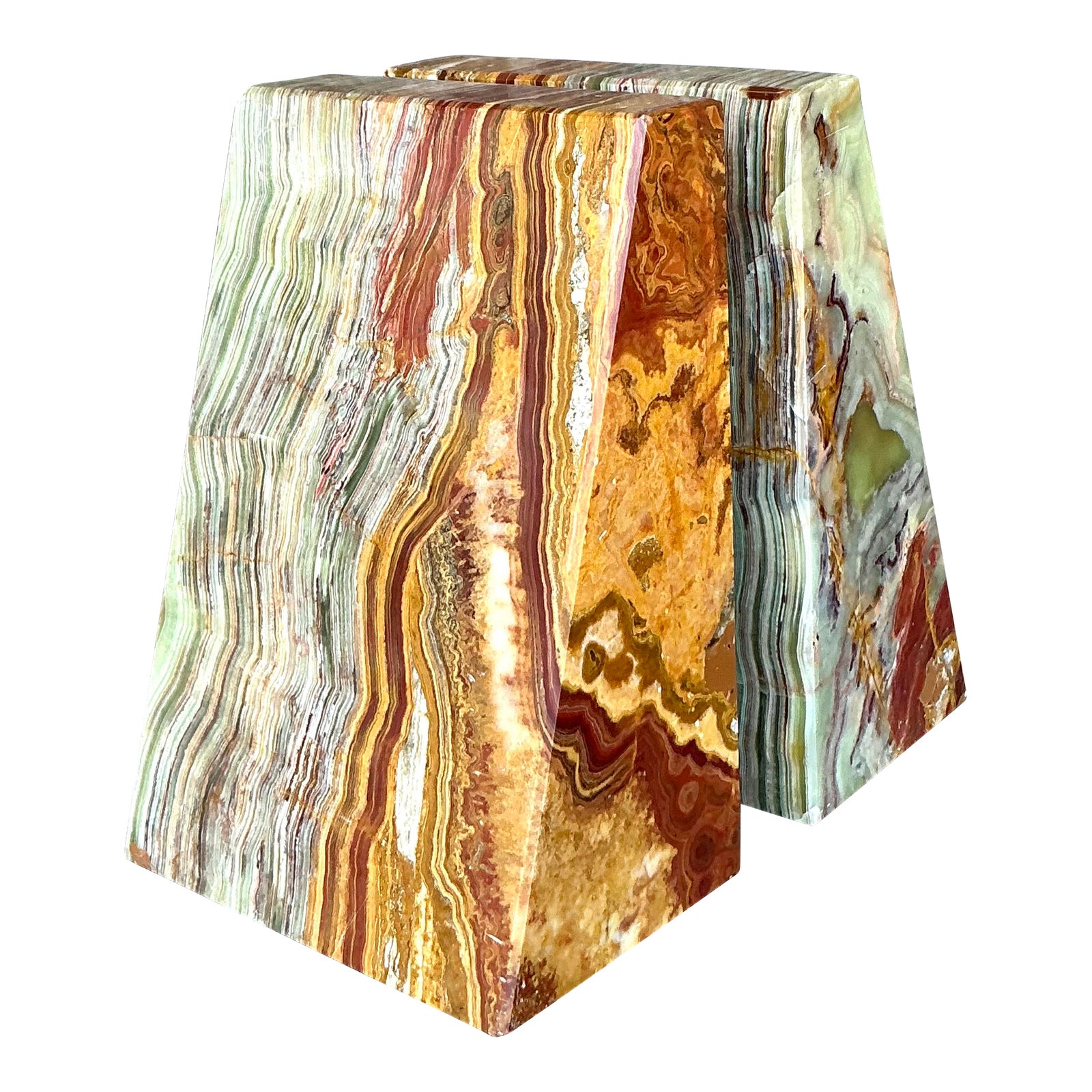 Vintage Boho Onyx Bookends - Set of 2 - Detail view