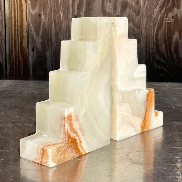 Vintage Boho Onyx Bookends - Set of 2 - Detail view