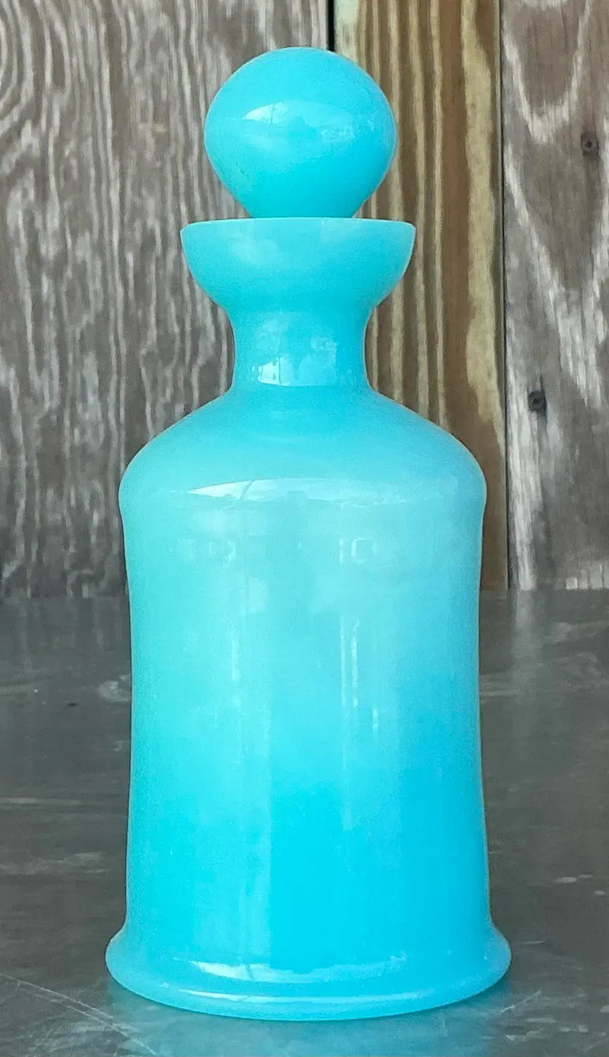 Vintage Boho Opaline Glass Decanter - Top view