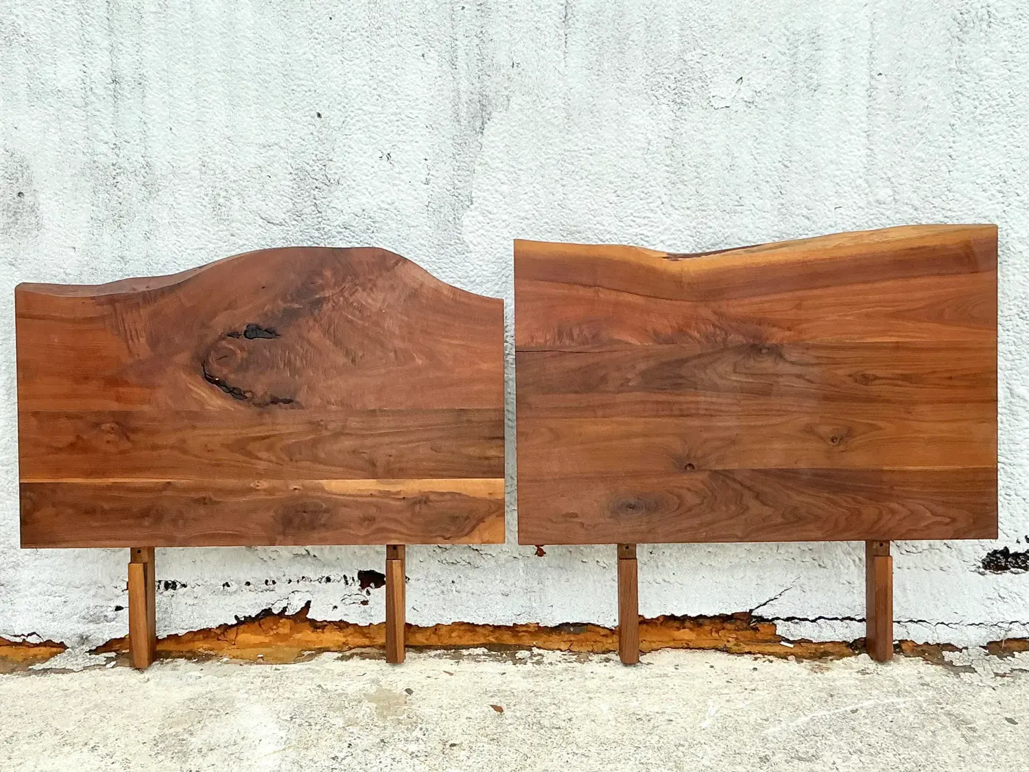 Vintage Boho Organic Plank Twin Headboards - Set of 2 - Back view