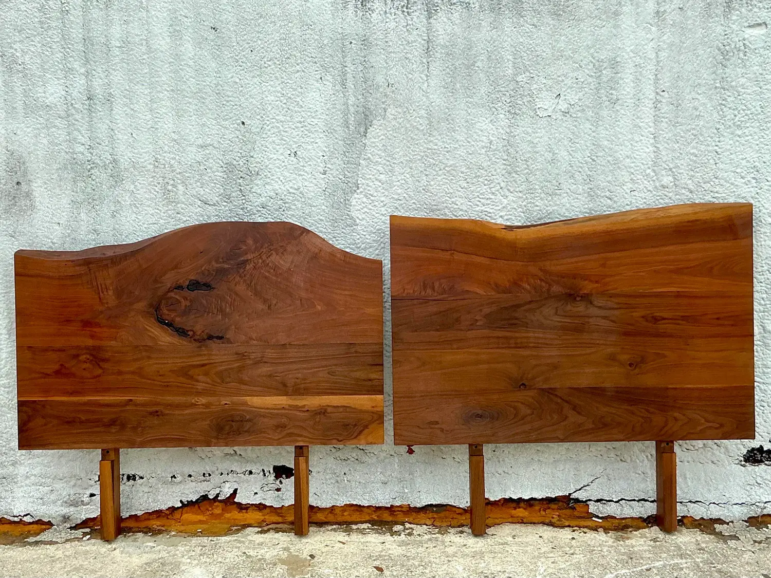 Vintage Boho Organic Plank Twin Headboards - Set of 2 - Top view