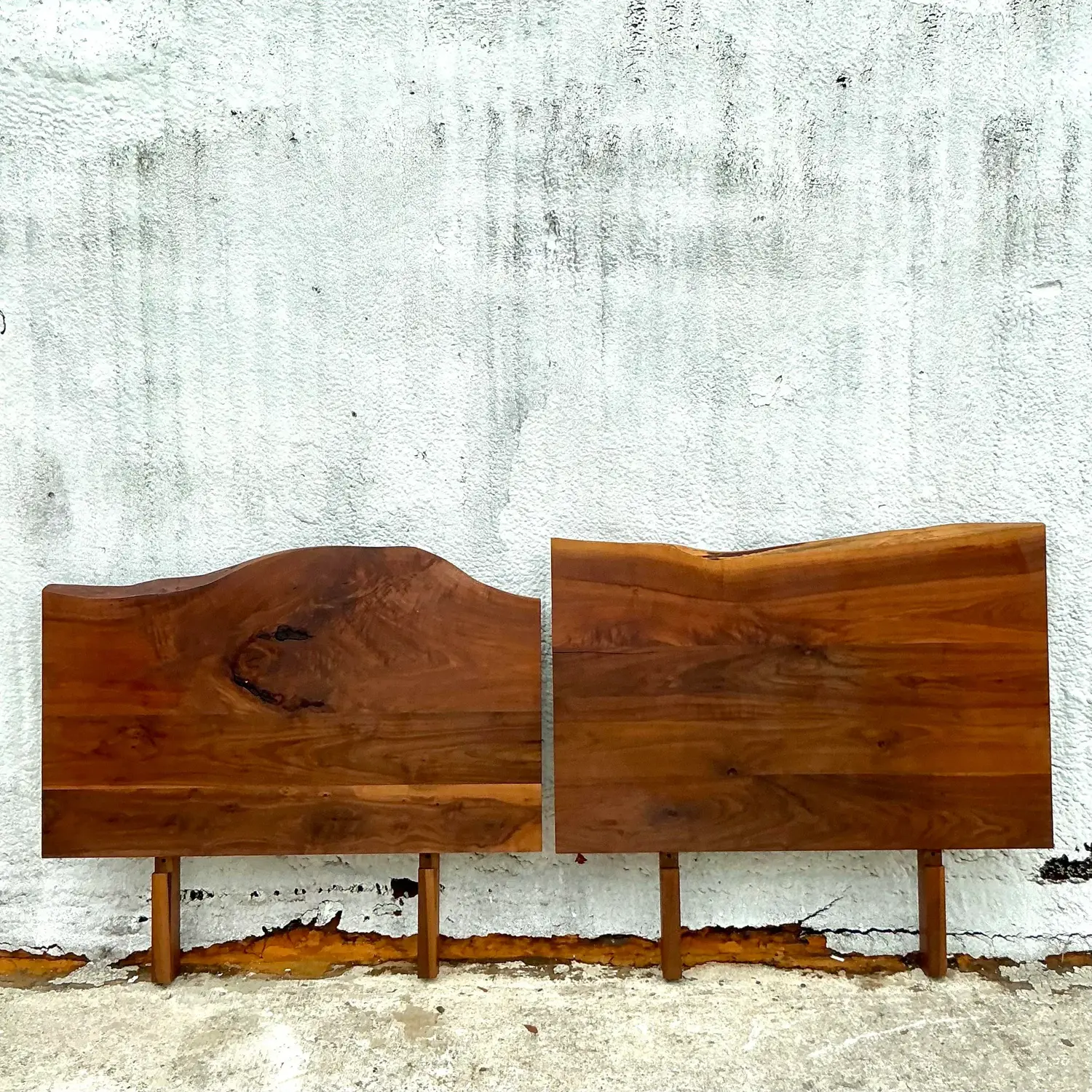 Vintage Boho Organic Plank Twin Headboards - Set of 2 - Side view