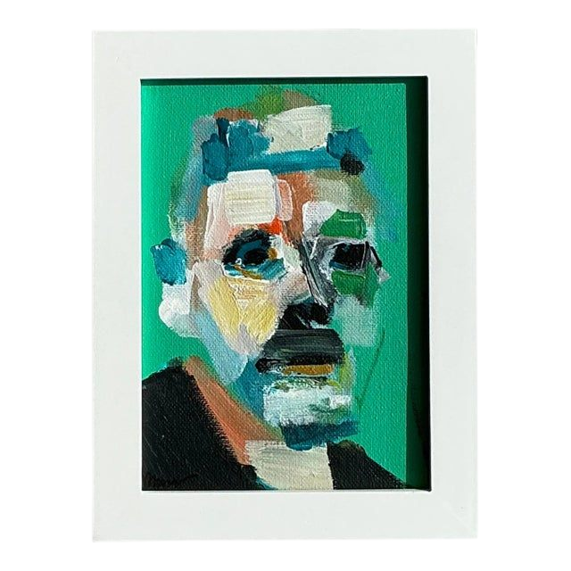 Vintage Boho Original Abstract Expressionist Oil Portrait on Canvas