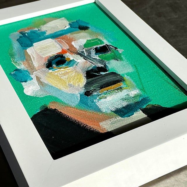 Vintage Boho Original Abstract Expressionist Oil Portrait on Canvas - Back view
