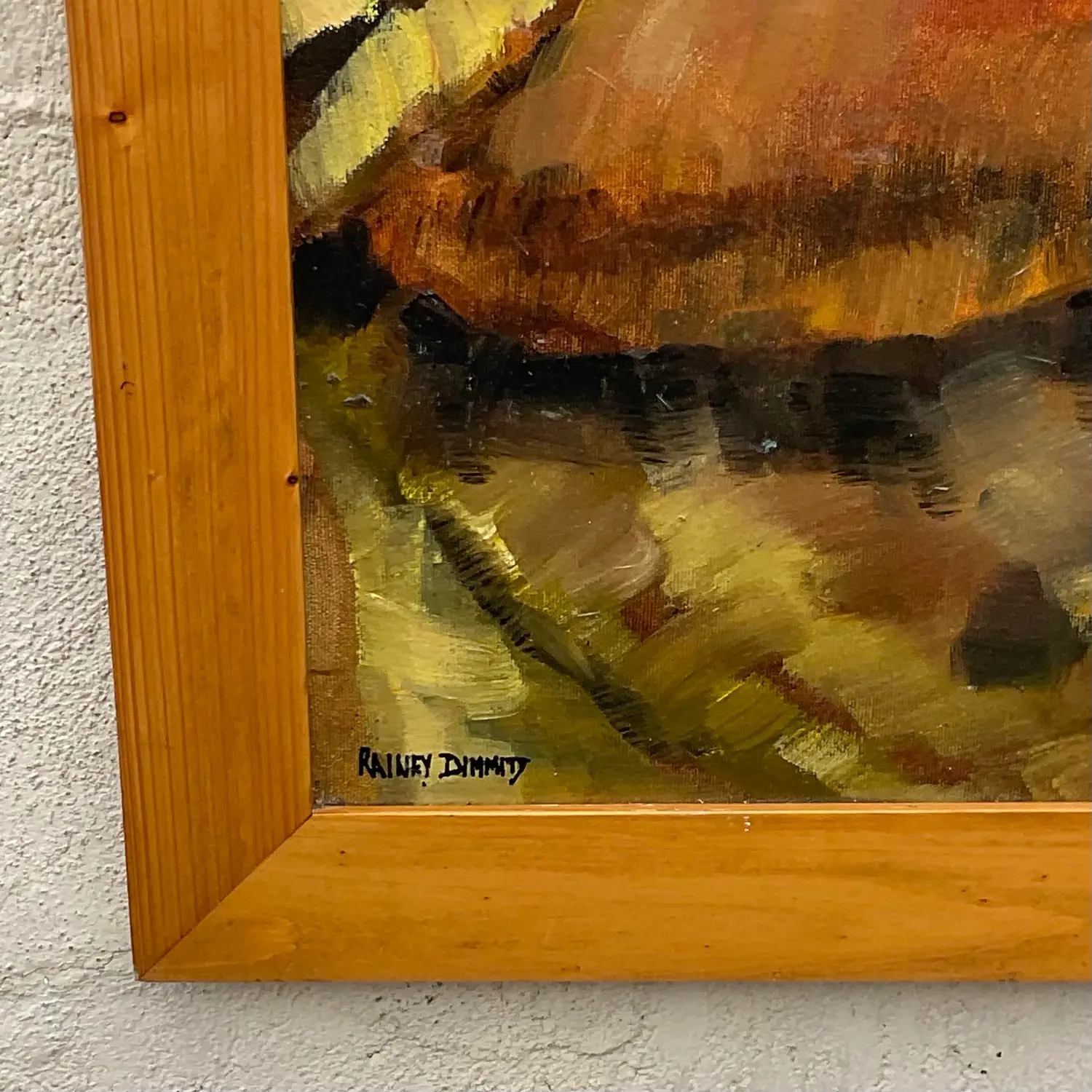 Vintage Boho Original Abstract Figural Oil on Canvas Painting - Top view