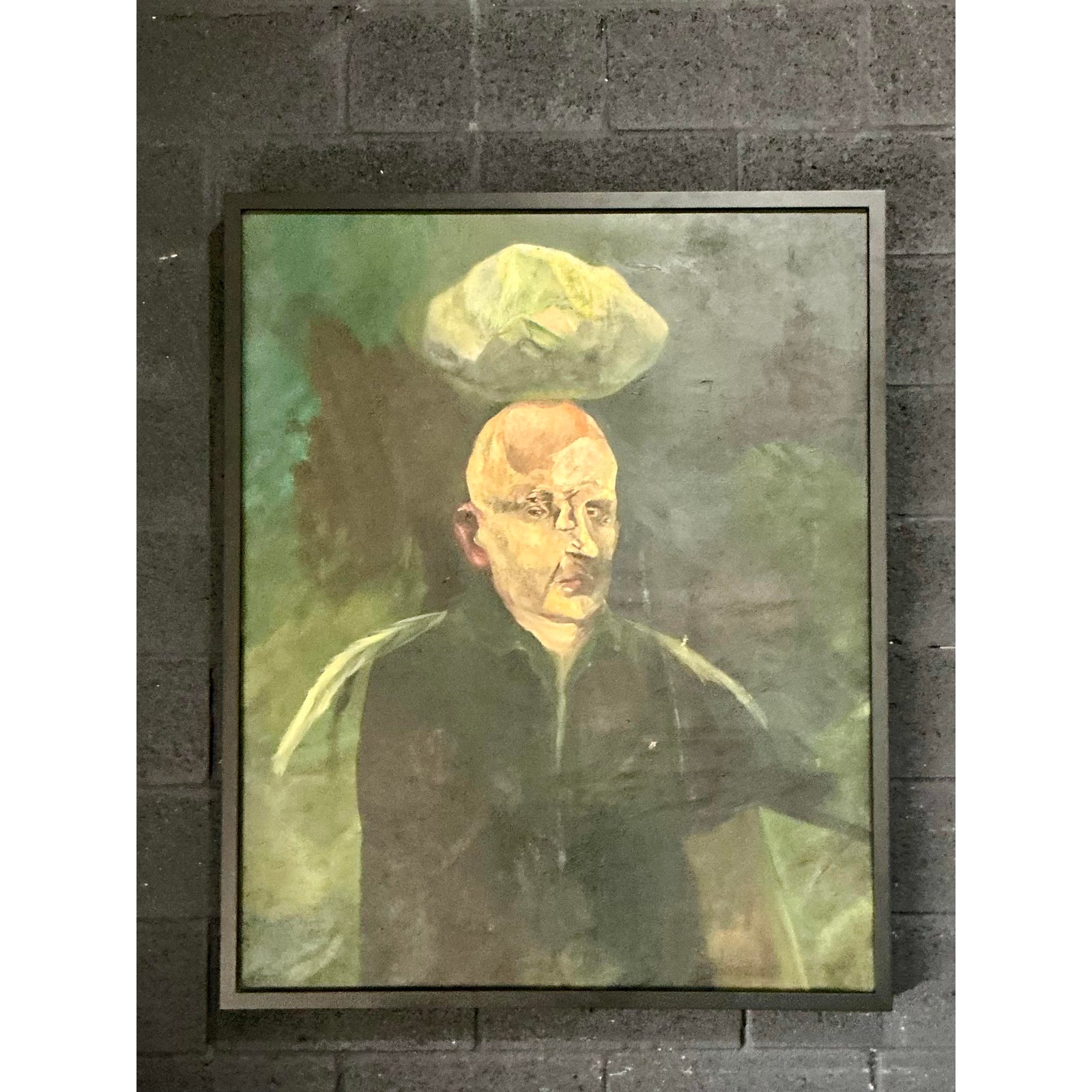 Vintage Boho Original Abstract Figural Portrait on Canvas - Top view