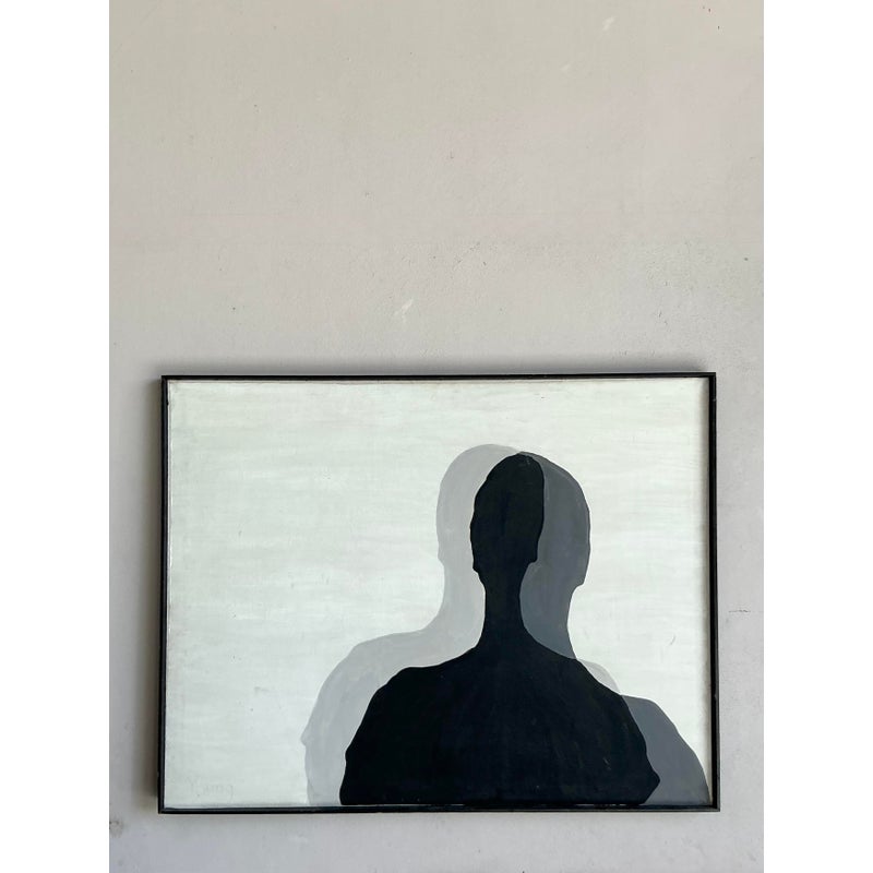 Vintage Boho Original Abstract Figurative Oil Painting on Canvas - Top view