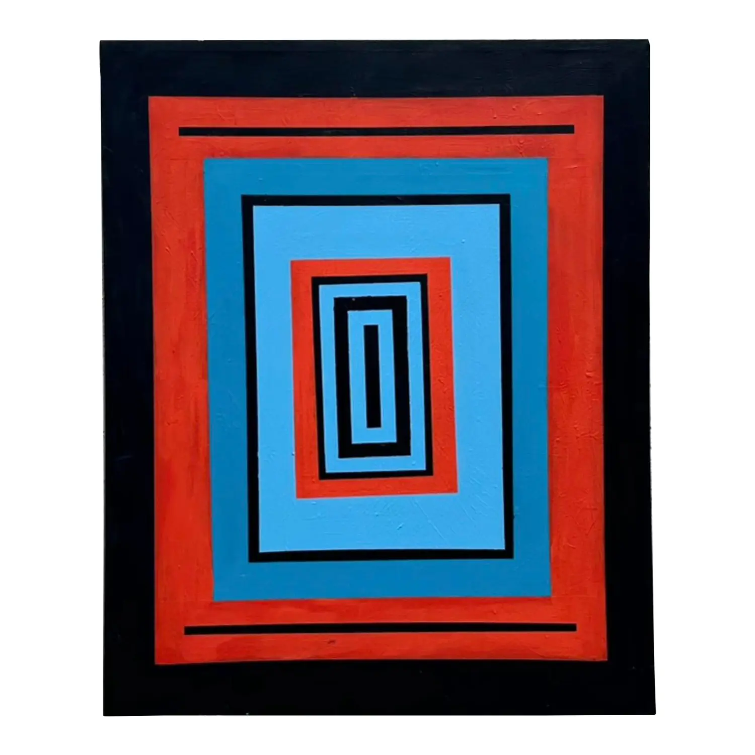 Vintage Boho Original Abstract Geometric Painting on Canvas