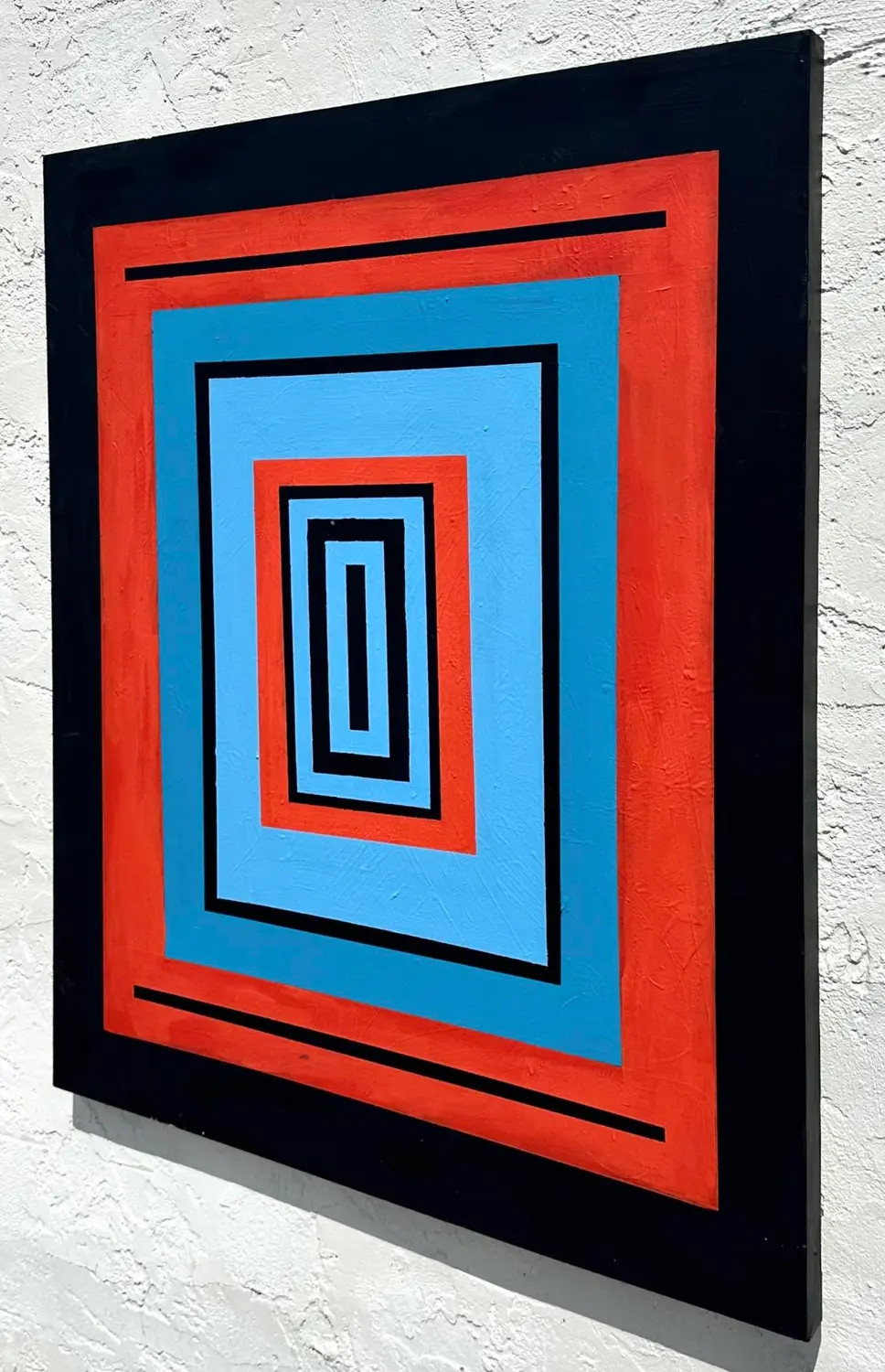Vintage Boho Original Abstract Geometric Painting on Canvas - Top view