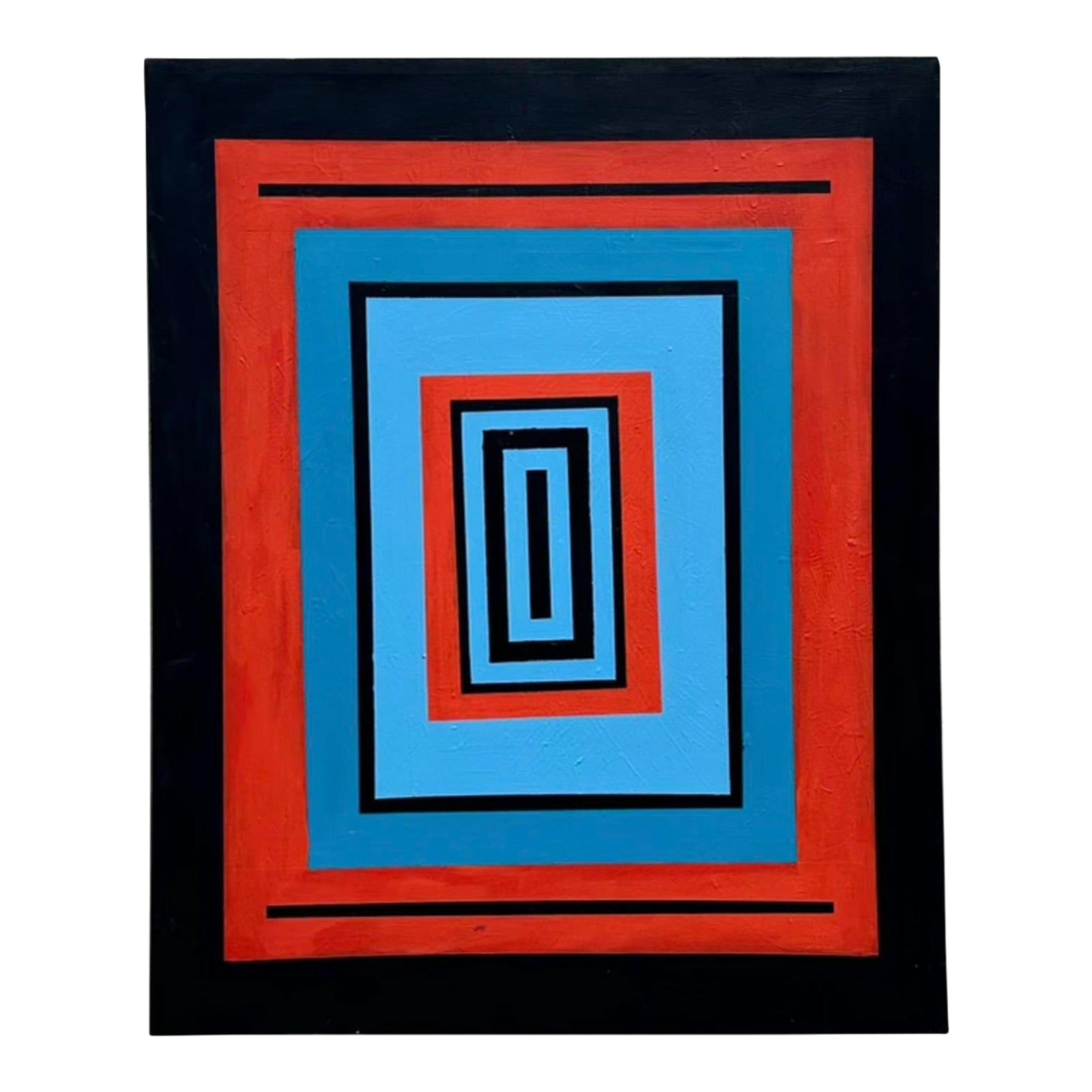 Vintage Boho Original Abstract Geometric Painting on Canvas
