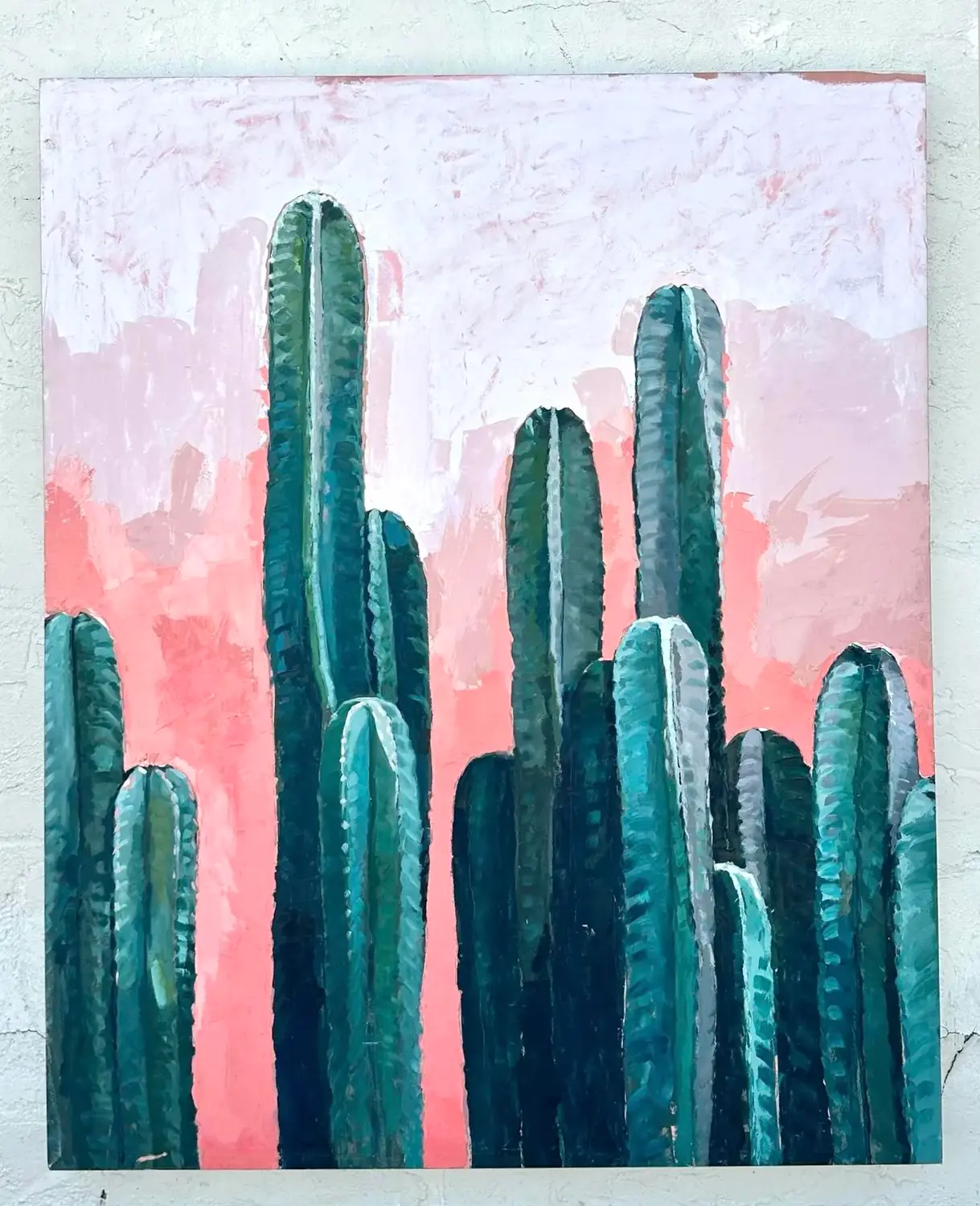 Vintage Boho Original Abstract Landscape Oil Painting on Canvas - Back view