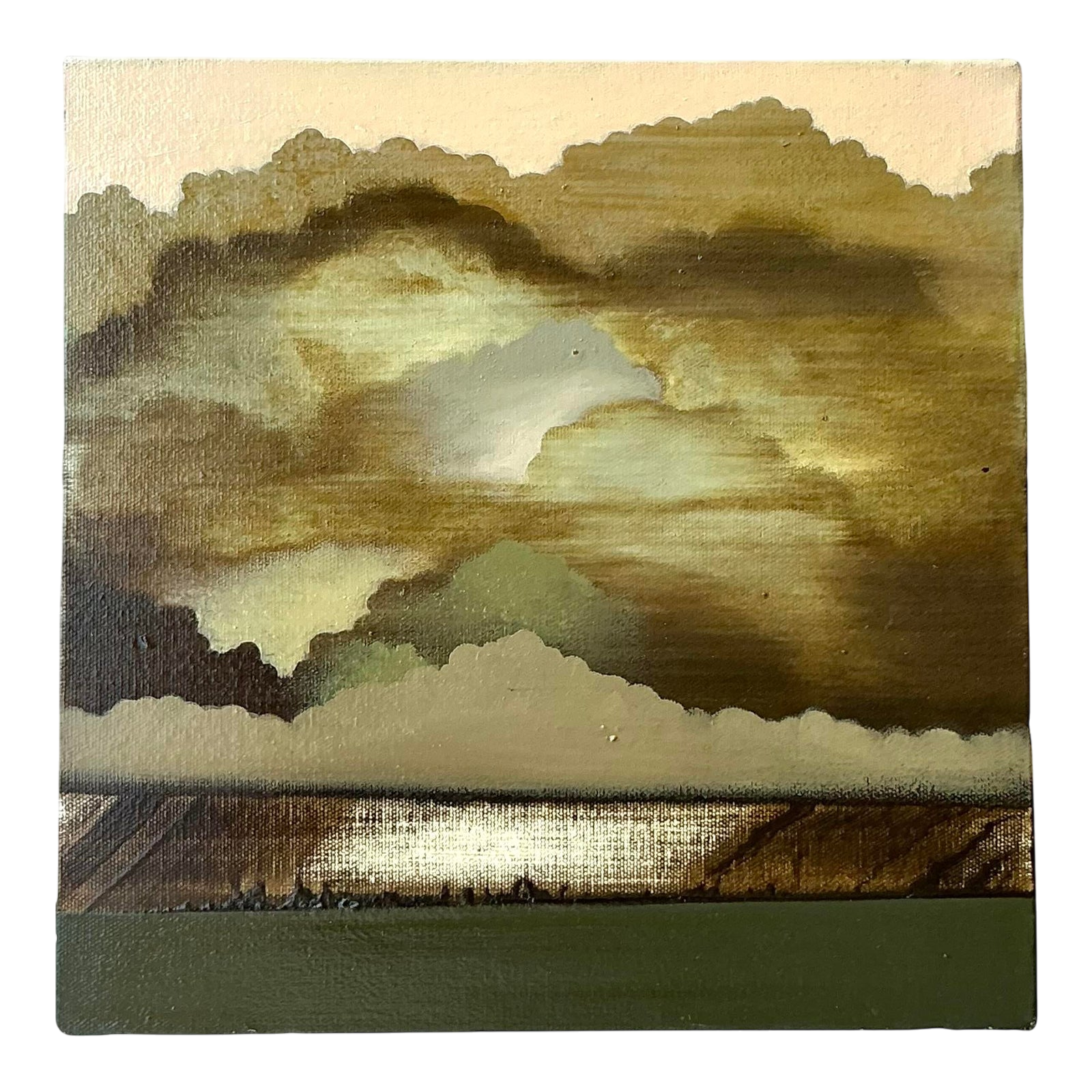 Vintage Boho Original Abstract Landscape Oil Painting on Canvas