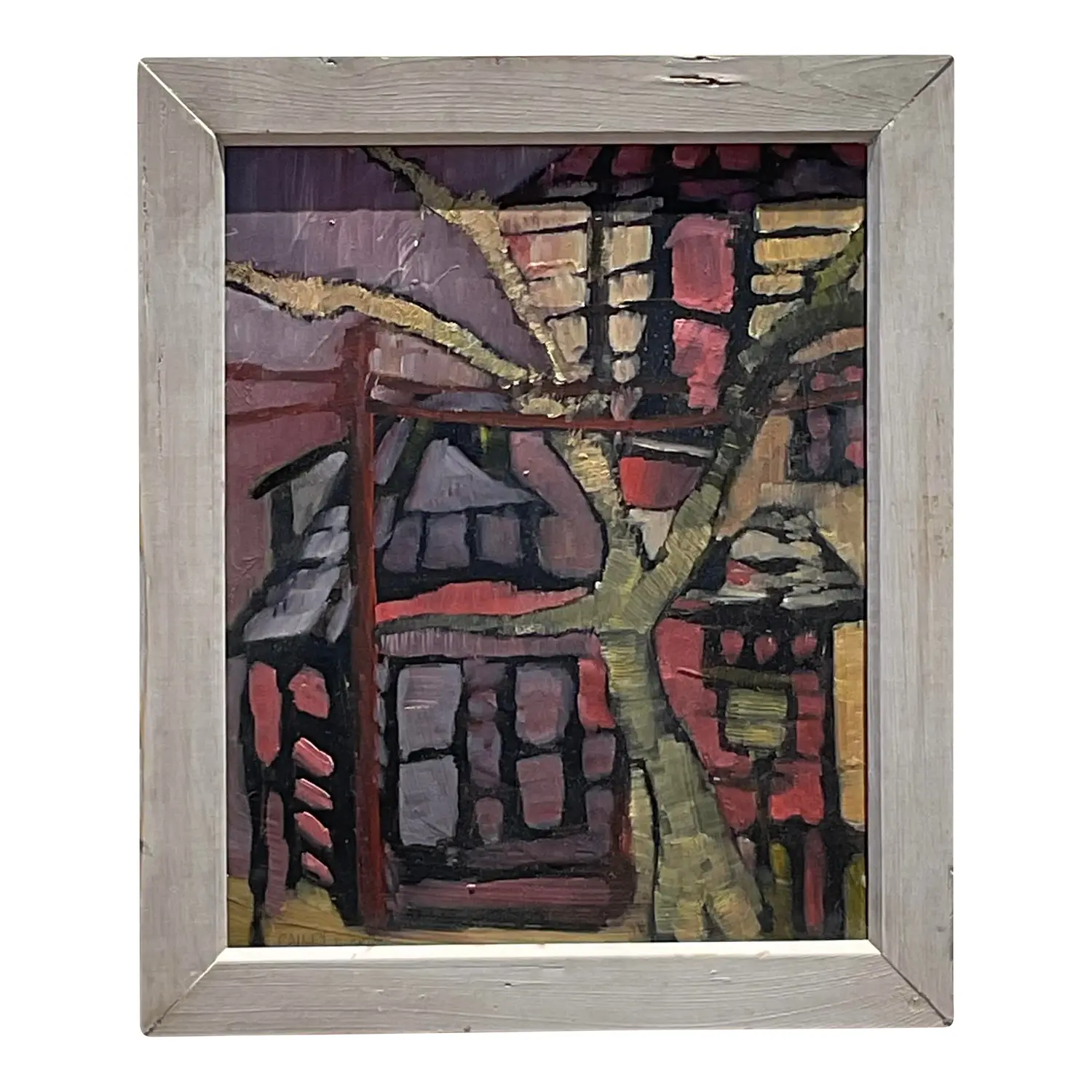 Vintage Boho Original Abstract Landscape Painting on Canvas
