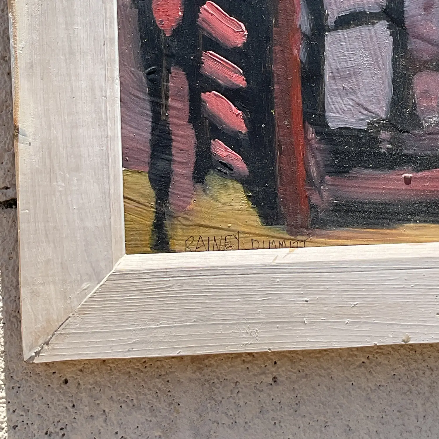 Vintage Boho Original Abstract Landscape Painting on Canvas - Back view