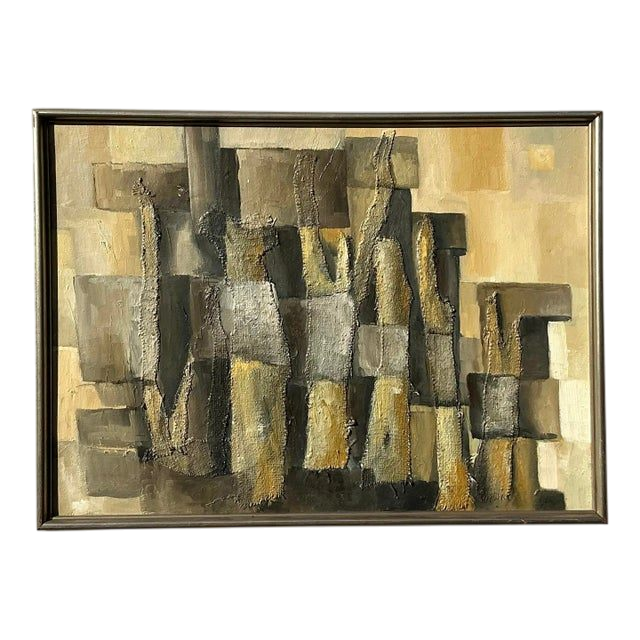 Vintage Boho Original Abstract Mixed Media on Canvas