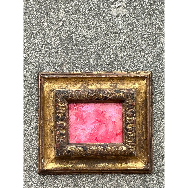 Vintage Boho Original Abstract Oil on Board - Back view