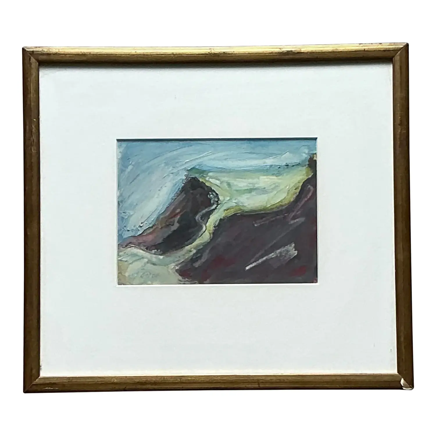 Vintage Boho Original Abstract Oil on Board