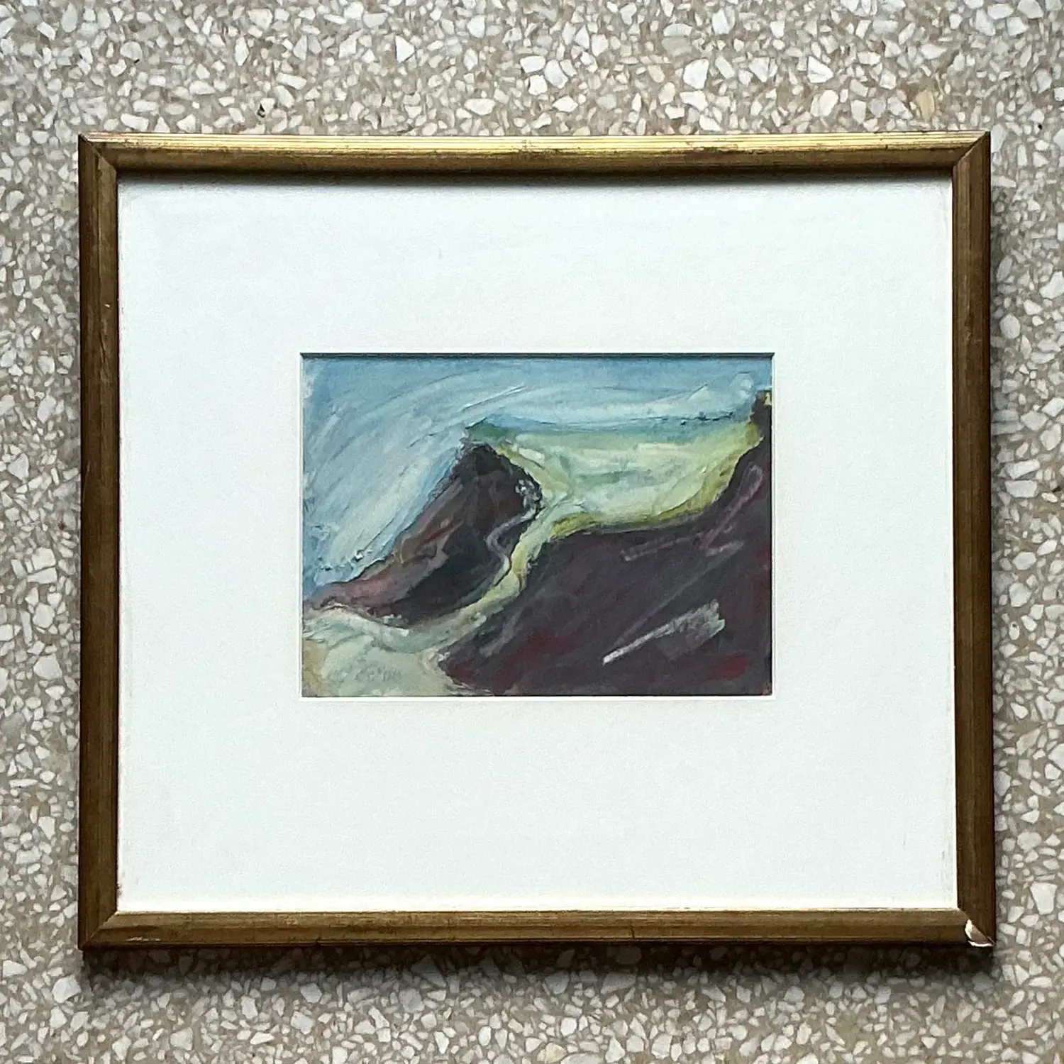 Vintage Boho Original Abstract Oil on Board - Detail view