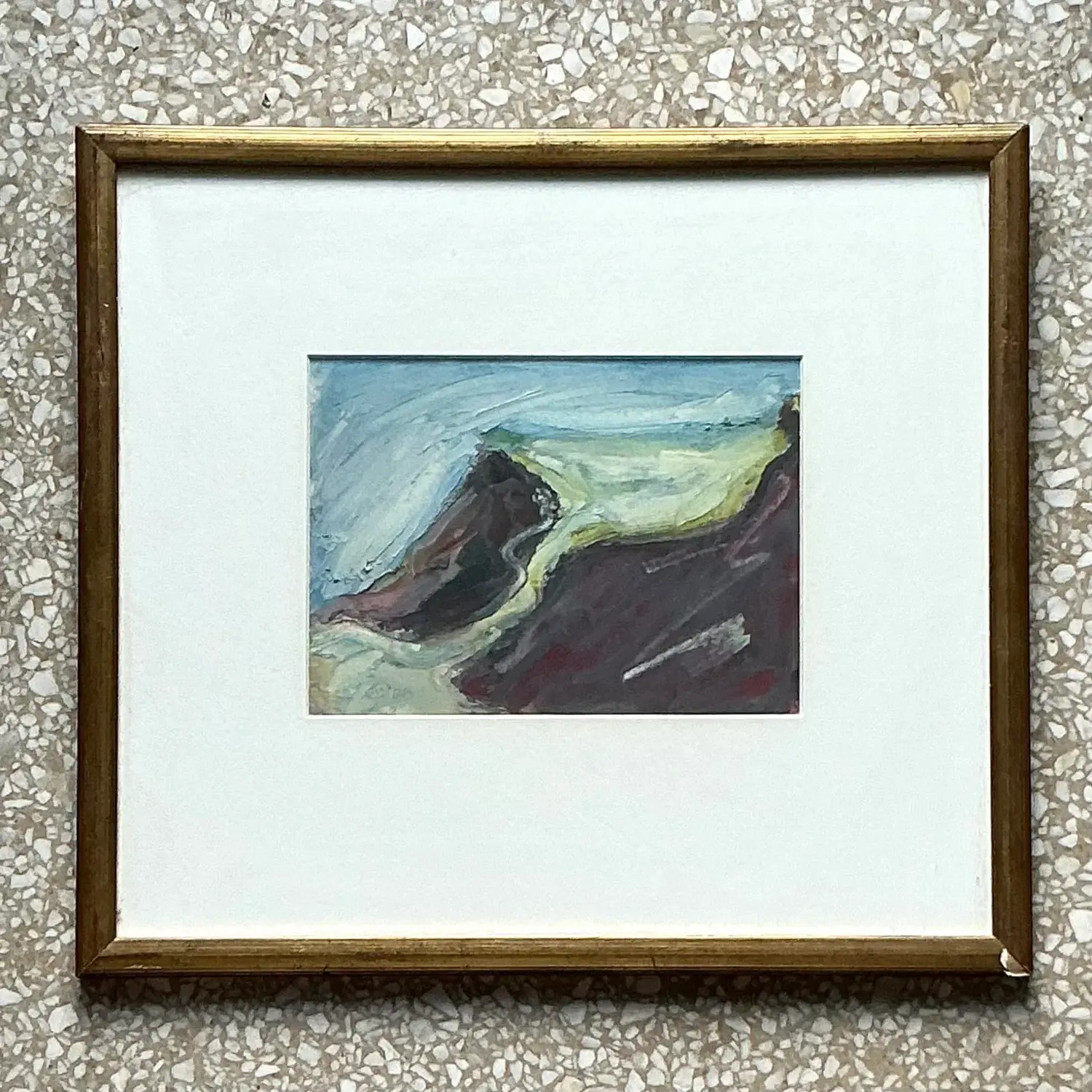 Vintage Boho Original Abstract Oil on Board - Back view