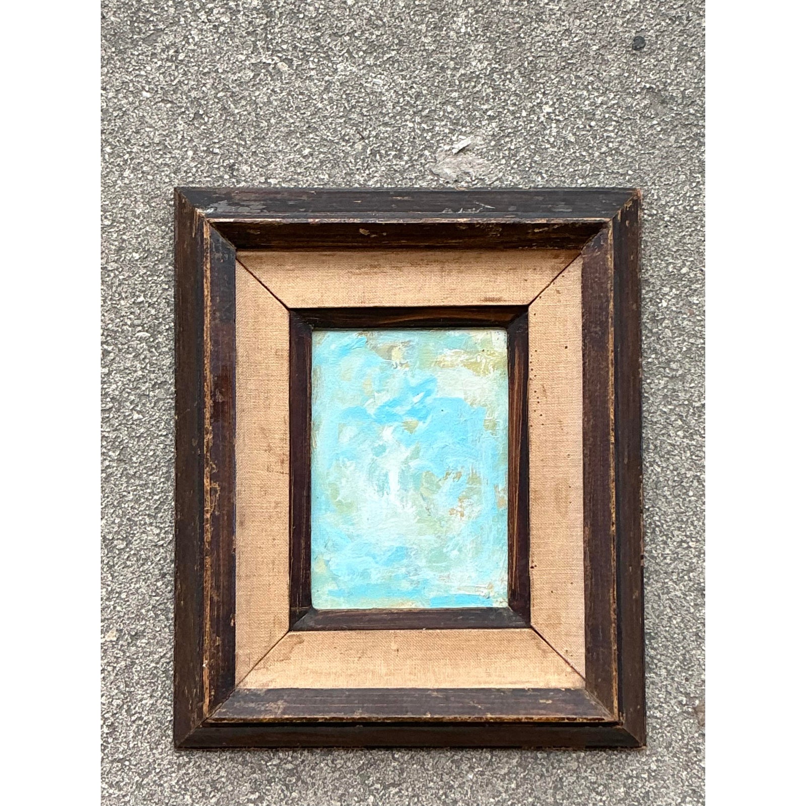 Vintage Boho Original Abstract Oil on Board - Detail view