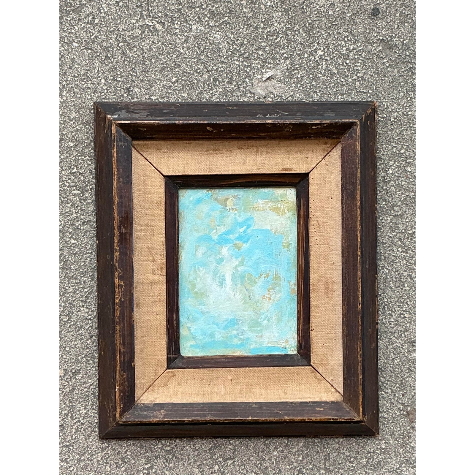 Vintage Boho Original Abstract Oil on Board - Back view