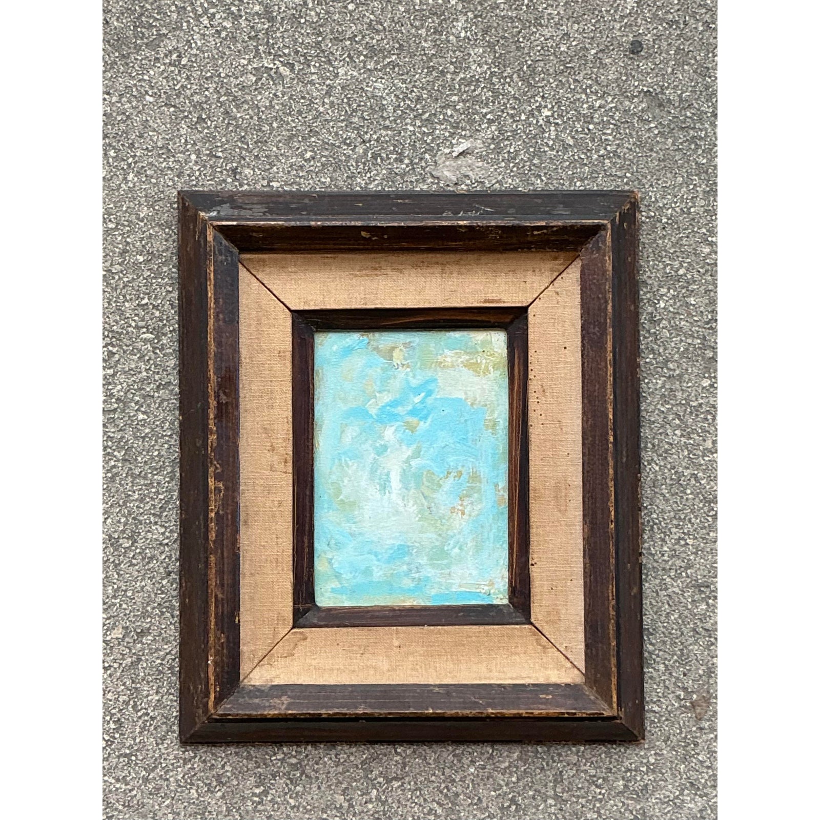Vintage Boho Original Abstract Oil on Board - Side view