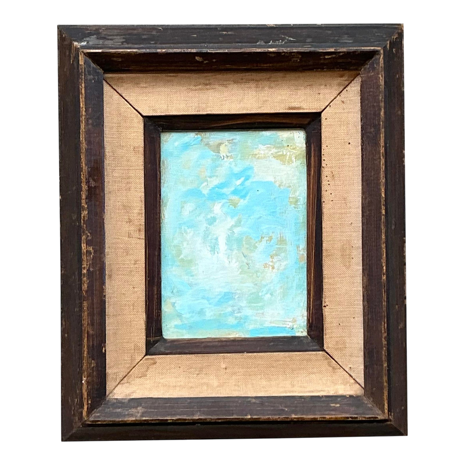 Vintage Boho Original Abstract Oil on Board