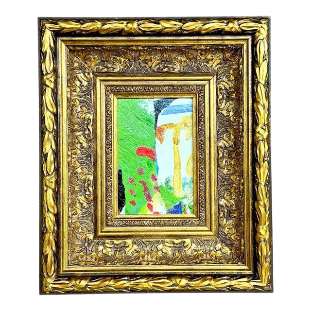 Vintage Boho Original Abstract Oil on Board