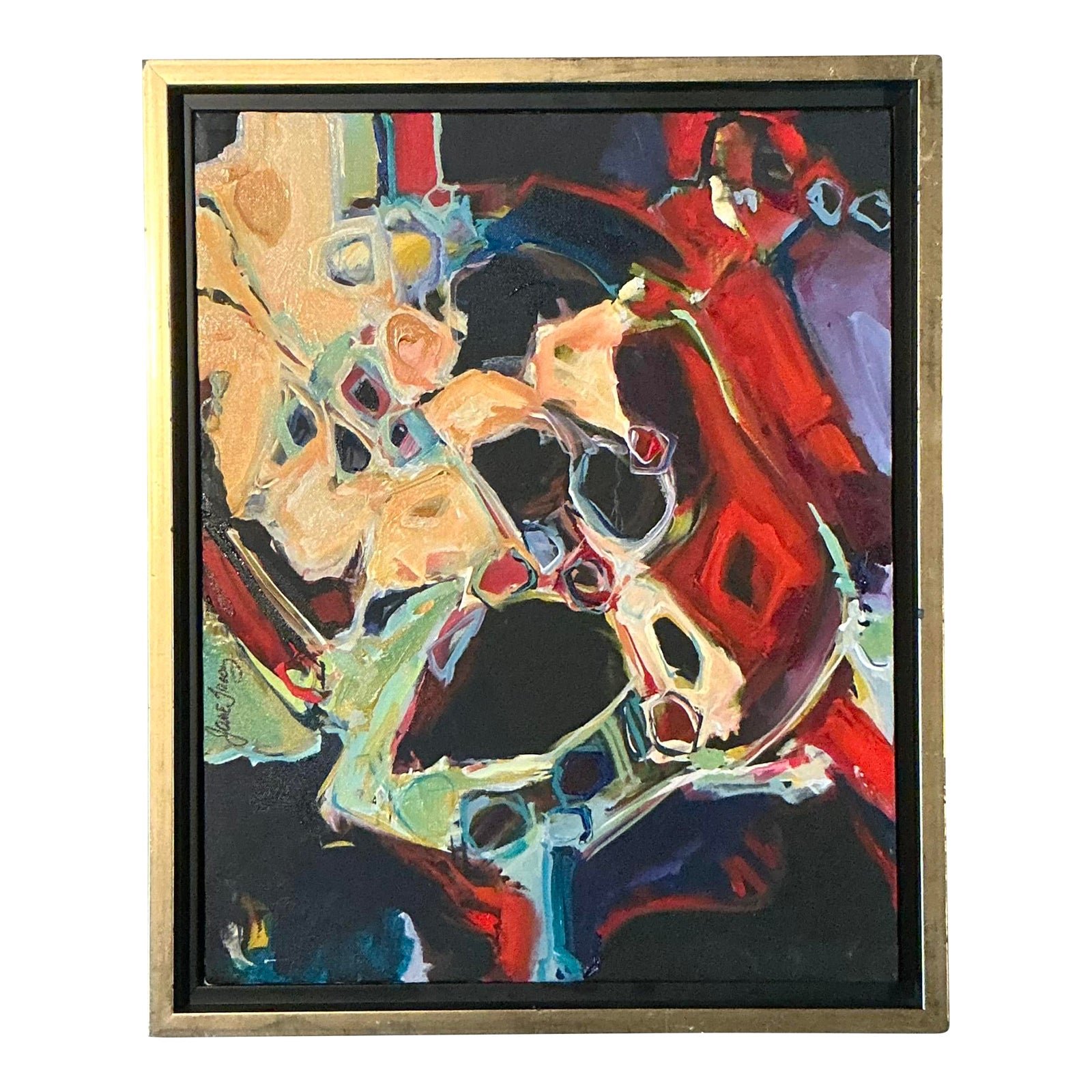 Vintage Boho Original Abstract Oil on Canvas