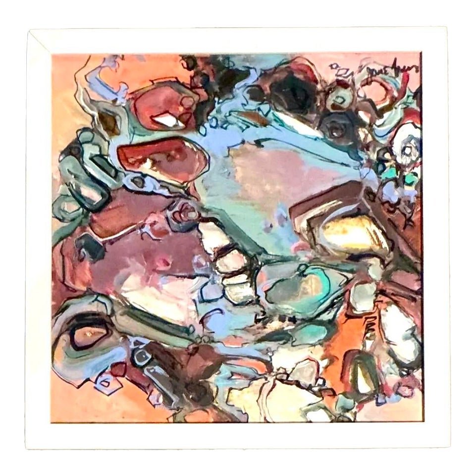 Vintage Boho Original Abstract Oil on Canvas