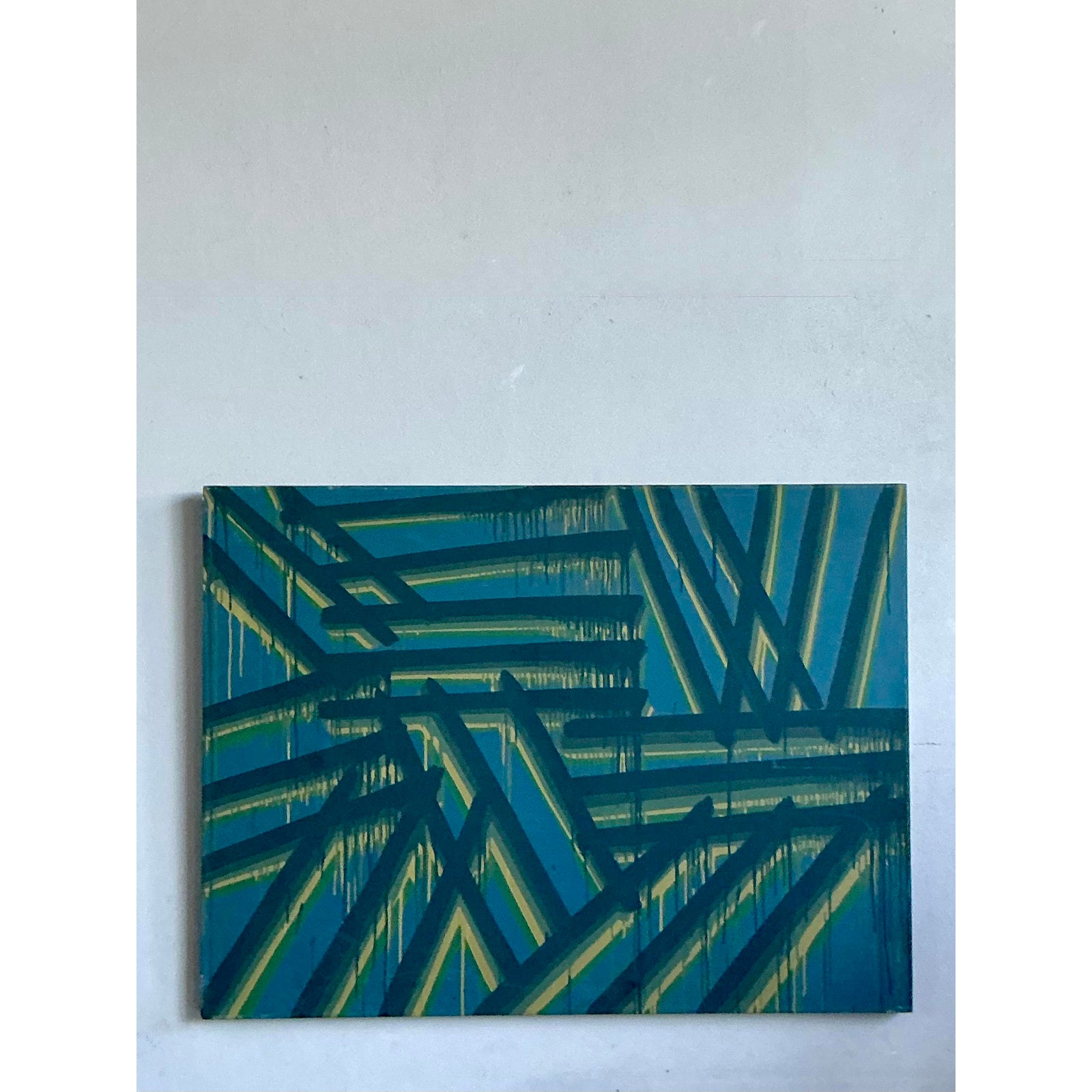 Vintage Boho Original Abstract Oil on Canvas - Back view