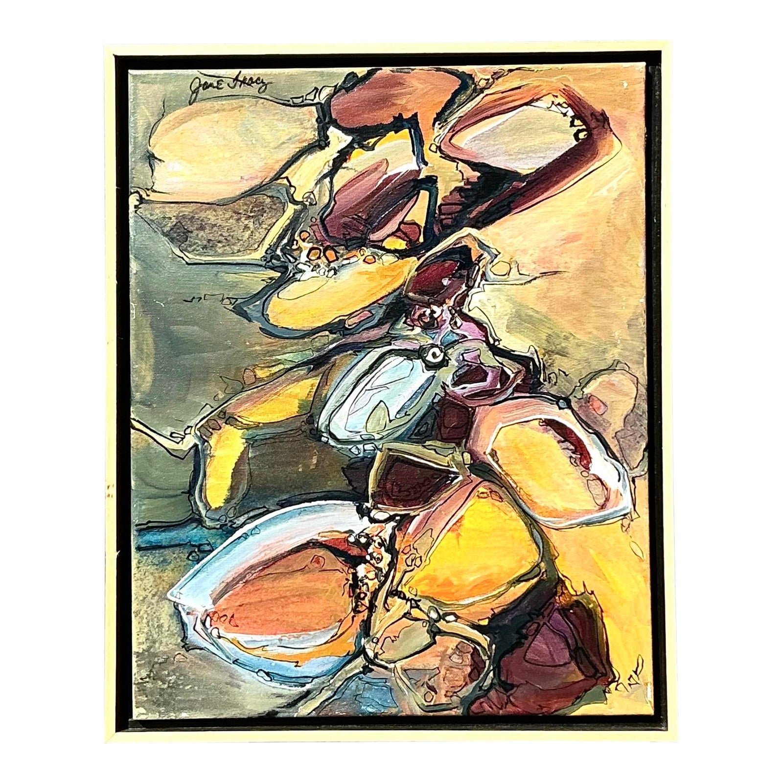 Vintage Boho Original Abstract Oil on Canvas