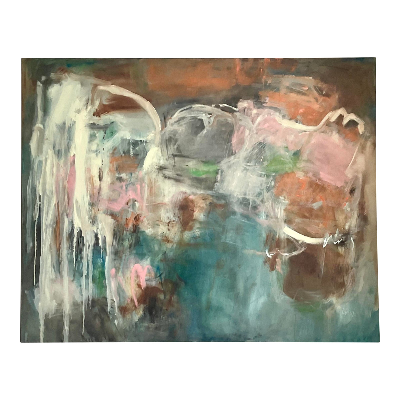 Vintage Boho Original Abstract Oil on Canvas