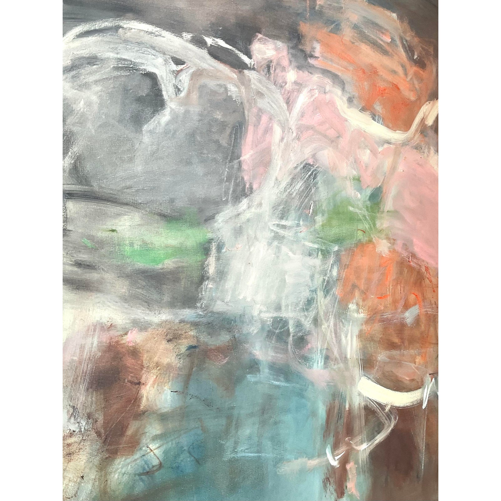 Vintage Boho Original Abstract Oil on Canvas - Top view
